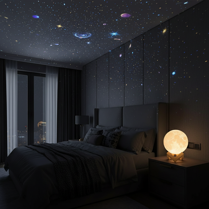 D5 Starry Moon Lamp illuminating starry room